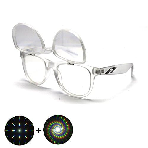 Flip Up Spiral Double Diffraction Glasses - Clear Frame