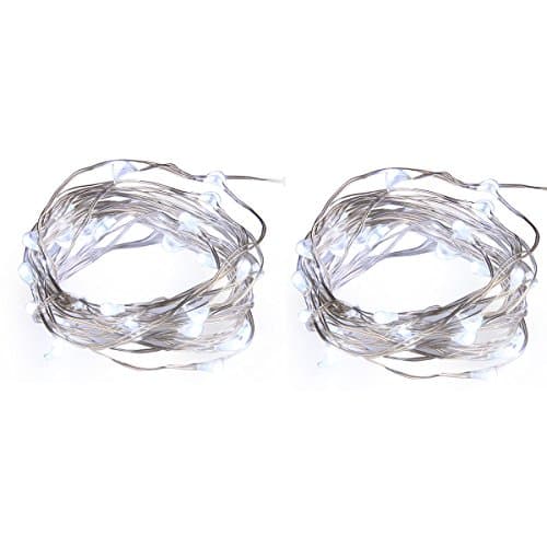 [2 PACK],Cool White LED String Lights Battery Powered,10ft/3M 30 LEDs Fairy Lights Silver Wire Starry Light (AA battery not included)