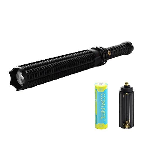 Comunite 3 Modes Baseball Bat LED Flashlight Security Light Torch Zoomable Lamp Torch for Camping Travel Mountaineering Walking and Emergency Outdoor Use -18650 Battery Included