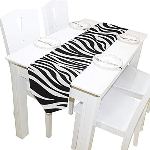 Double-Sided Table Runner Home Decor,Zebra Pattern PrintTable Cloth Runner Coffee Mat for Dinner Table Indoor or Outdoor Parties Wedding Decorations