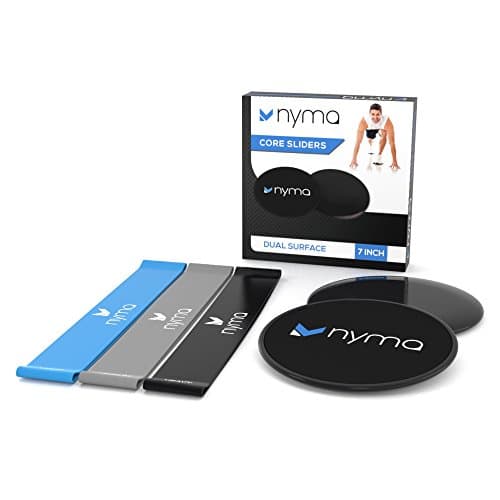 Bundle DEAL - Core Sliders + 3 Resistance Loop Bands set w/ BONUS Gliding Disc Exercise eBook - A Pair of Gliding Discs for Carpet & Harder Surfaces! Grab Your Gliding Sliding Discs today!