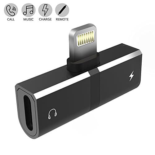 KHTONE Lightning Splitter Adapter for for iPhone 7/7 Plus/8/8 Plus/X & iPad, Dual Lightning Ports, Charge & Music at the same time, Supports iOS 10.3 or Later
