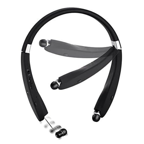 coolcoo2 Bluetooth Headset, Creative Design Wireless V4.1 Foldable & Retractable Neckband Headphones for Running/Exercise/Sports Wireless Bluetooth Earbuds Headset Earphones -Black
