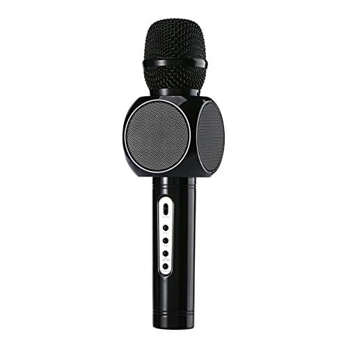 Caithly Wireless Karaoke Microphone With Bluetooth Speaker for iPhone Android PC Smartphone Portable Handheld Microphone for Singing Recording Music or KTV Party ( Black)