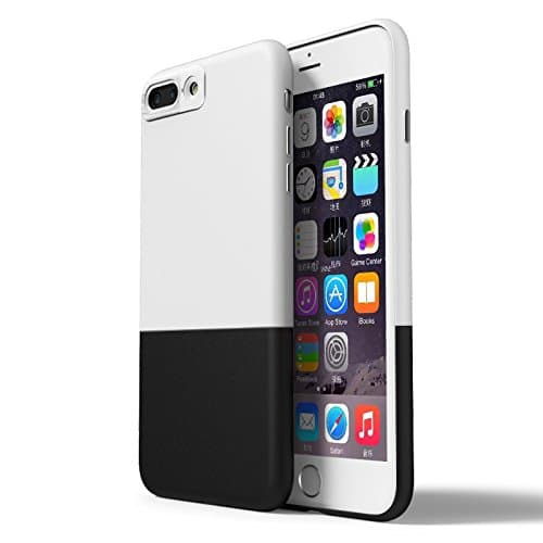 iPhone 7 Plus Case Bumper Shell, iPhone 7 Plus Thin Back Cover Case, SameTech Slim Two-Piece Snap-on Slider Hard Cover Shockproof Case for iPhone 7 Plus+ 1pcs glass screen protector (White&amp;Black)