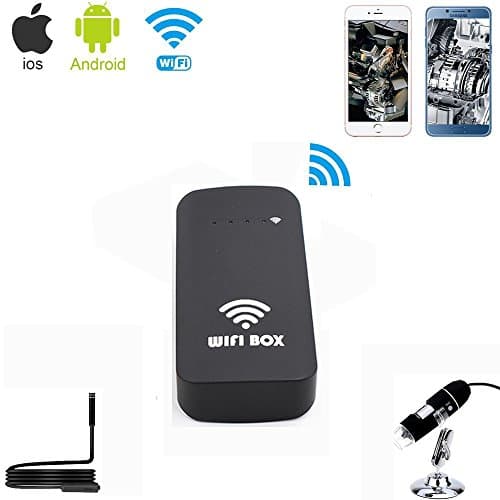 Wireless WiFi Box Compatible with iPhone iPad Android Phone Tablet,USB to WiFi Converter for USB Digital Microscope Endoscope Borescope for iOS Android Tablet (WiFi Box No Cable)
