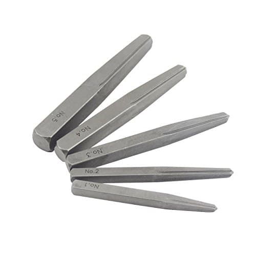 Wisdomen 5Pcs Damaged Screw Extractor Set Bolt Stud Square Drill Remover Tool