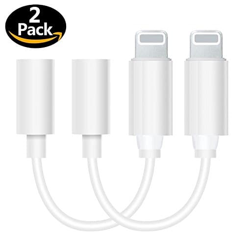 Lightning Jack 2 Pack Adapter for iPhone Lightning to 3.5 mm Headphone Jack Adapter Lightning Connector to 3.5mm AUX Audio Jack Earphone Extender Jack Stereo Support IOS 10.2