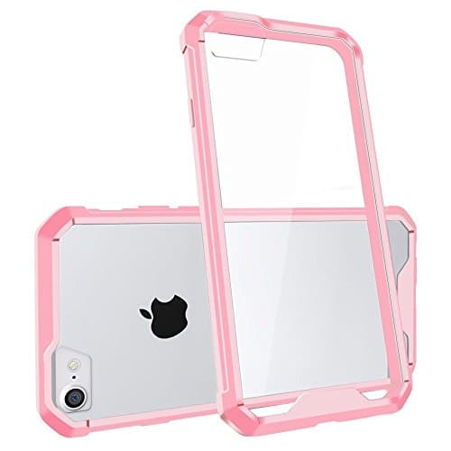 iPhone 8 Case, iPhone 7 Case,iPhone 7 Crystal Transparent Clear Case with Premium Luxury Soft TPU Airbag Anti Fall Full Protective Cover for Apple iPhone 7(2016) and Apple iPhone 8(2017) (Pure Pink)