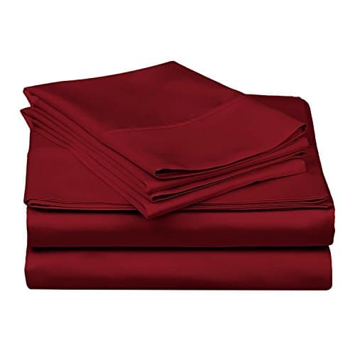 LaxLinen 600 Thread count 4-Piece Sheet Set Cot Bed (30" x 75") Burgundy Solid Fit Up To 9" Deep Mattress 100% Egyptian Cotton.