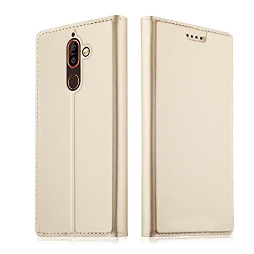 Case Compatible with Nokia 7 Plus Case,[ Shock Absorbent ] Premium PU Leather Kickstand Wallet Cover Durable Flip Case for Case Compatible with Nokia 7 Plus Golden