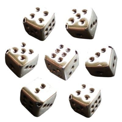 30 Silver Dice Beads