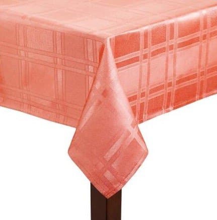 Elrene Stain Resistant Solid Microfiber Checkered Tablecloth (52" x 70" Oblong, Coral)