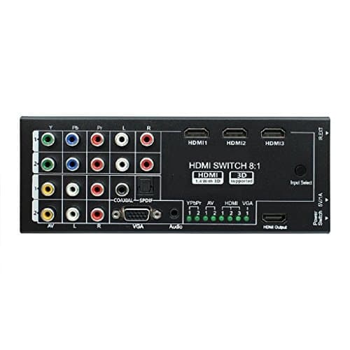 Luiizans 8 Inputs to 1 Output Multi-Functional Video/Audio HDMI Switcher 8 Ports in to HDMI Output and SPDIF/Coaxial Digital Audio Output