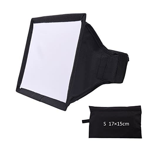LITFAD 7x6inch /17x15cm Universal Foldable Flash Diffuser Light Softbox Kit with Rubber ANTI-SLIP Grip and Waterproof Storage Bag for Canon, Yongnuo, Nikon, Sony and other DSLR Camera Speedlight