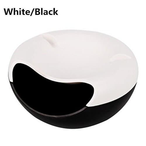 Fruit Plates Double Face Smiling Circular Fruit Dish Double Deck Snacks Fruit platter Double Desktop Storage Candy Box Organizer Box Fruit Box Melon Seeds Plate with Cellphone Stand Holder