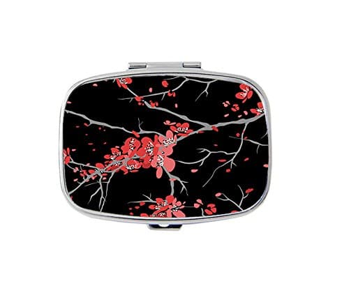 Cherry blossoms pill box/pill case--Rectangular pocket pill box/case---Two Compartments for Keeping Pill box/case