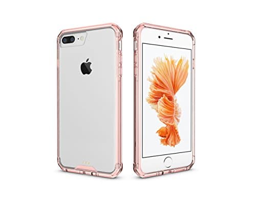 iPhone 7 Plus Case iPhone 8 Plus Case,Crystal Transparent Clear Back and Pink Sleeve Design and Anti-Scratch and Shock-Proof Cover for Apple iPhone 7 Plus(2016) Apple iPhone 8 Plus(2017)(Pink)