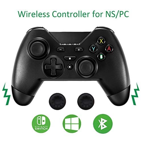 Wireless Switch Controller,Dual Vibration Switch Pro Controller Compatible with Nintendo Switch Game Motion Gamepad Controller with 2pcs Thumb Grip Cover Anti Slip by Jazane Third Party Product