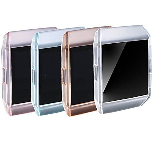 Fitbit Ionic Case Protector,Soft TPU Protective Case Cover for Fitbit Ionic Smart Watch Frame Accessories [4 Color Pack] Crystal Clear + Pink + Blue + Orange