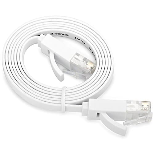 Cat 6 Ethernet Cable 50 ft White Flat Internet Network Cable Computer Cable With Rj45 Connectors 50 foot White (15M)