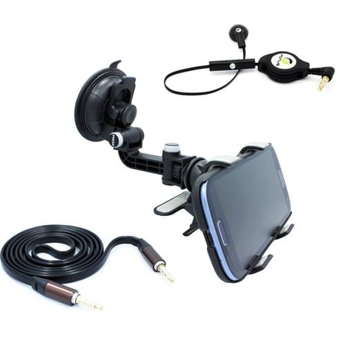 Accessory Bundle includes Premium Car Mount Window Phone Holder + Flat AUX Cable + Retractable Mono Headset for Boost Mobile Motorola Moto E (2nd Generation) - Boost Mobile Motorola Moto G - Boost Mobile Nokia Lumia 635 - Boost Mobile Samsung Galaxy Prevail 2 - Boost Mobile Samsung Galaxy Rush