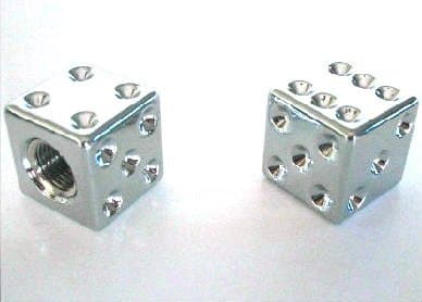 2 Chrome "Dice" Custom Valve Stem Caps