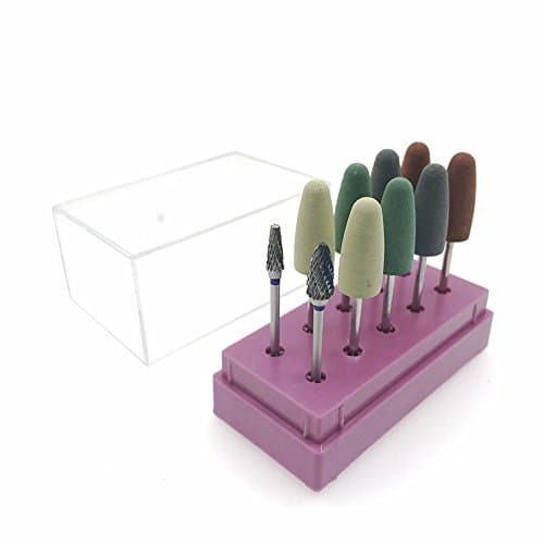 10 PCS Micro Drill Bits Set Includes 8 PCS Tungsten Carbide Burr,2 PCS Round Silicone Grind (Pink)