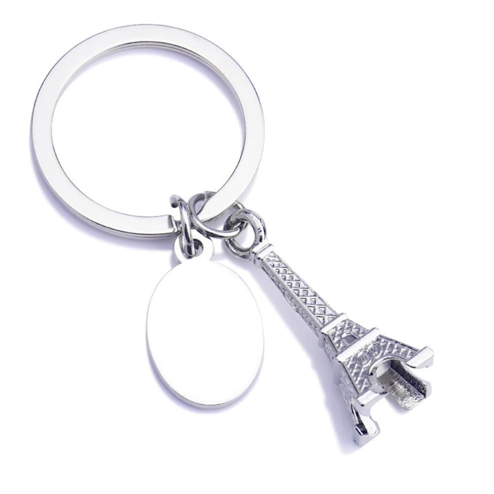 Vikenner Retro Mini Paris Eiffel Tower Keychain Creative Model Keyring Car Key Hanging Pendant for Christmas Valentine's Day Gift - Silver