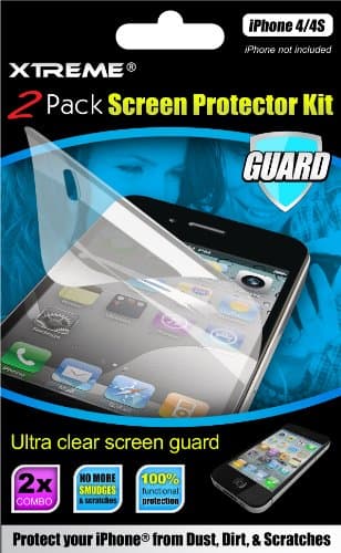 Xtreme 55211 iPhone 4/4S Screen Protector Kit - 1 Pack - Retail Packaging - Clear