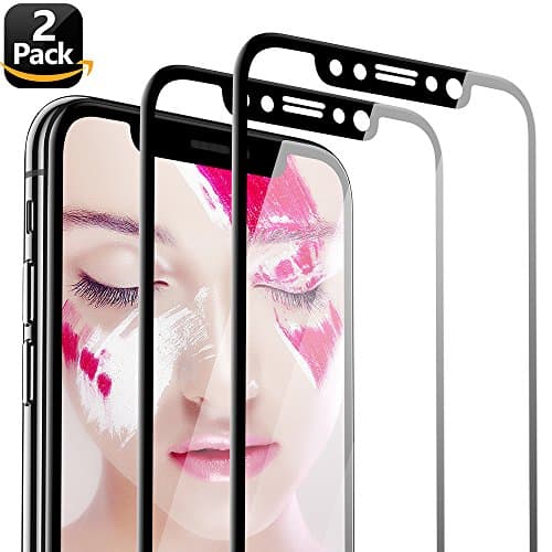 Eakase iPhone X Screen Protector, 2 Pack Tempered Glass With Soft Frame 3D Full Coverage Anti-Scratch HD Clear Screen Protector Film For Apple iPhone 10 5.8'' - Black