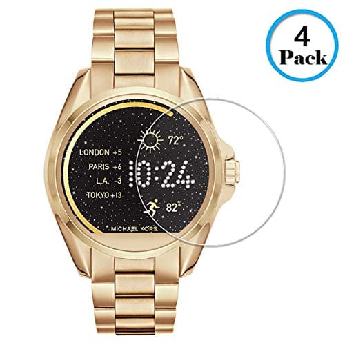Screen Protector Compatible with Michael Kors Access Bradshaw, [4 Pack] Tempered Glass [2.5D &9H Hardness] [Anti-Scratch] Full Coverage Bubble-Free Protective Film – [Permanent Warranty Replacement]