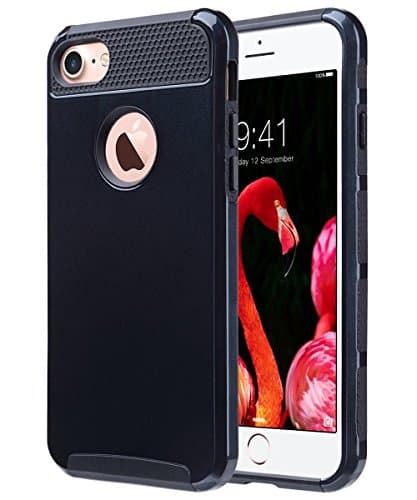 iPhone 7 Plus Case,Wostyle [Dual Layer] Slim [Scratch Resistant] Hard Back Cover [Shock Absorbent] Protection TPU Bumper Case for Apple iPhone 7 Plus (Black)