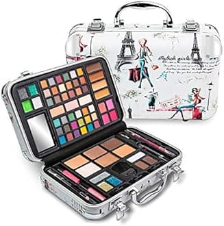 Vokai Makeup Kit Gift Set - Travel Case 41 Eye Shadows 4 Blushes 5 Bronzers 7 Body Glitters 1 Lip Liner Pencil 1 Eye Liner Pencil 2 Lip Gloss Wands 1 Lipstick 5 Concealers 1 Brow Wax 1 Mi