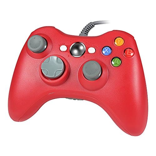Delymc Xbox 360 Wired Controller, PS29 PC Controller USB Gamepad Game Joystick Joypad Compatible for Microsoft 360 Console Windows PC Laptop Computer-Red