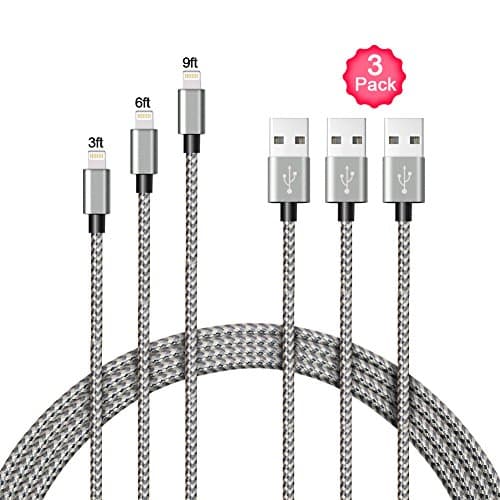 A8 POWER Lightning Cable,3 Pack 3FT 6FT 9FT Nylon iPhone Charger Cable USB Cord Charging Charger for iPhone,iPad,iPod