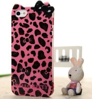 Hello Kitty Leopard &amp; Bow Case for Apple Iphone 5 -- Hot Pink