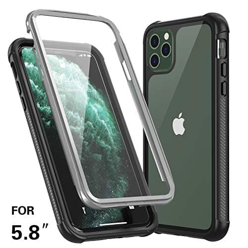 Red2Fire Designed for iPhone 11 Pro Case, Built-in Screen Protector 360 Degree Full-Body Rugged Clear Bumper Case for iPhone 11 Pro 5.8 Inch Release 2019 (Black/Clear)