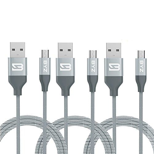 TOBETB 3 Pack 4ft Micro USB Charging Cable for Android Device Grey