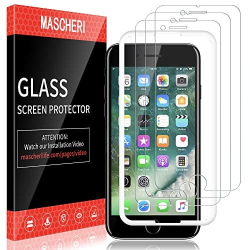 MASCHERI 3 Pack Screen Protector Compatible with iPhone 7 and iPhone 8 Tempered Glass Alignment Frame Easy Installation 9H Hardness Glass Screen Protector Film