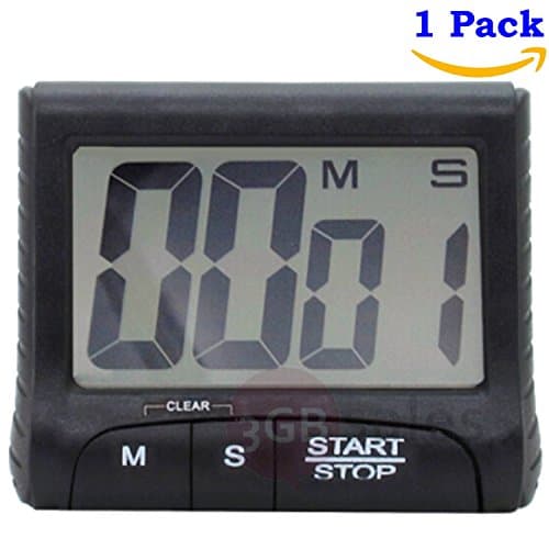 Easy to READ and USE Digital Timer: Large Display Loud, Alarm, Count Down / Up, for the Kitchen, Cooking, Classroom, Kids Time Out. Strong Magnet, Retractable Stand, Hanging Hook and Clip (1)