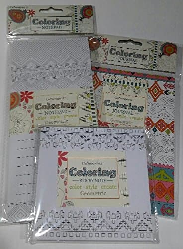 Coloring Stationary Set ~ Includes Coordinating Journal, Notepad, and Sticky Notes! (Geometric)