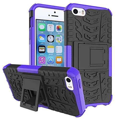 Iphone 5 Case, Iphone 5s Case,[drop Resistance][scratch Proof][shockproof]soft Shock Absorption TPU Inner Sleeve &amp; Impact-resistant Hard Plastic Case Back Cover Iphone 5,iphone 5s (Purple/Black)