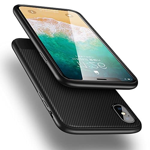 Eakase iPhone X Case, [Easy Grip] Liquid Air Armor Durable Flexible Carbon Fiber Design [Thin Fit] Case for iPhone 10 - Matte Black