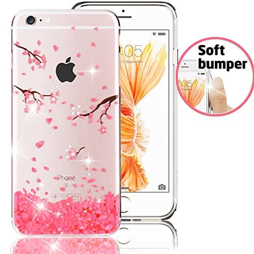 Case-Cubic iPhone 6 Case - Cubic Clear - Embedded Crystal Diamond - Never Fall - Soft TPU Protective Back Cover Case with Lovely Pattern - Cherry Blossoms