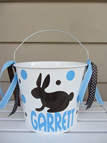 Personalized 5 quart Easter pail- bunny silhouette - Easter basket