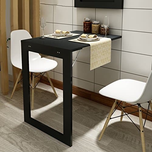 SUBBYE Black Wall-mounted Dining Table Folding Computer Desk Side Table European Style Small Apartment Wall Table