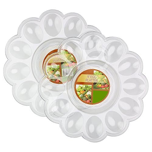 (2 Pack) Plastic Egg Platter Serving Tray Server Plate