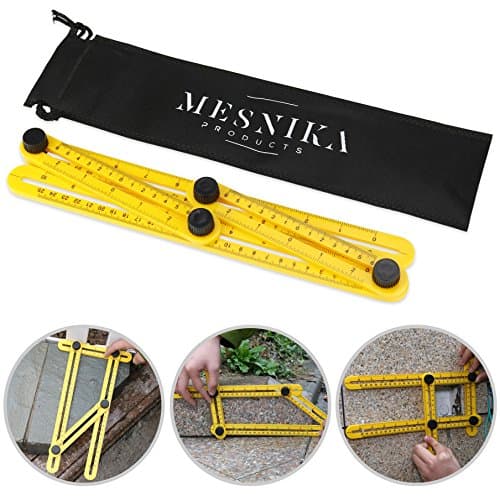 Angle Ruler, Measuring &amp; Template Tool, Angle-izer | Great for Construction Builders Craftsman Carpenters DIY | Tile Flooring Cutting Stones | W/ FREE Storage Bag