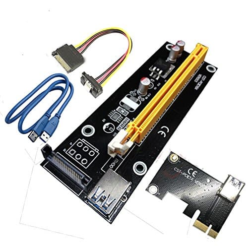 Fixable PCI-E Powered 16X to 1X Adapter Riser USB 3.0 Cable 60cm(2 feet)/Molex 4Pin To Sata 15Pin Power Connector